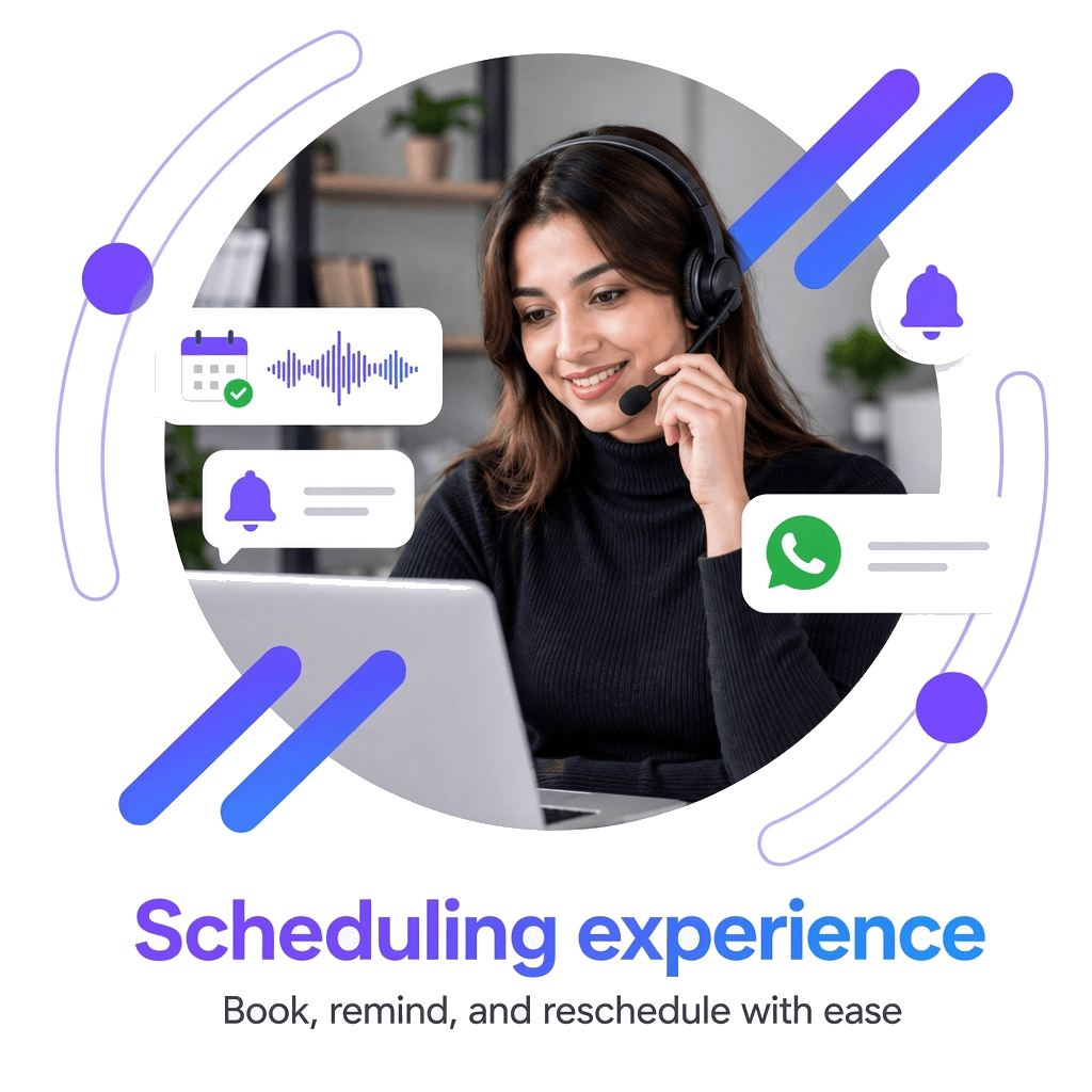 Scheduling experience — book, remind, and reschedule with ease