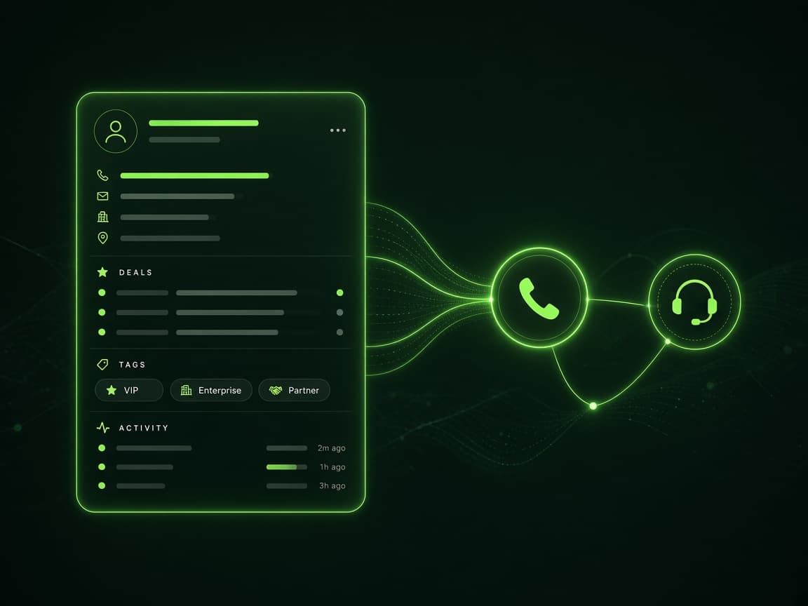 CRM and calling in one RingPilot workspace