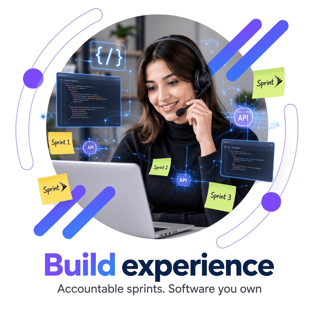 Build experience — accountable sprints and software you own